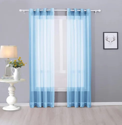 Vista 18 de Interior Trends Ariana - Juego de 2 cortinas de gasa transparente totalmente cosida con ojales (63 pulgadas de largo, beige)