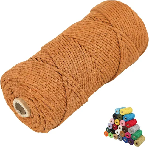 Vista 33 de Cordón de algodón para macramé, hilo torcido de 4 capas, cuerda de algodón natural, suministros perfectos de macramé, para hacer soportes colgantes