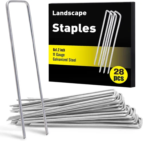 Vista 15 de Paquete de 240 grapas de paisaje de 15 cm, estacas de jardín galvanizadas para carpas, estacas resistentes calibre 11, alfileres de tela