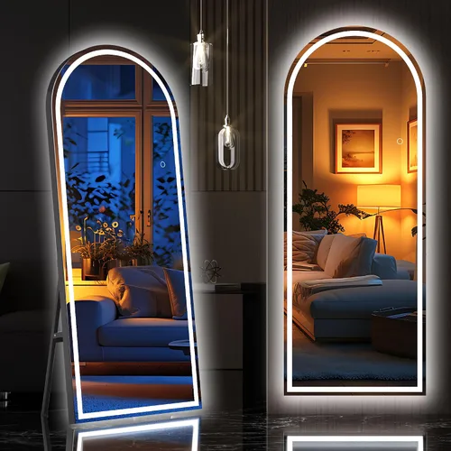 Vista 28 de Hasipu Espejo de Cuerpo Completo de 55" X 18" con Luces, Espejo LED de Arco con Marco Negro de Cuerpo Completo y 3 Temperaturas de Color y Brillo