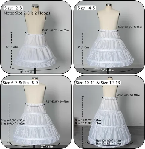 Vista 3 de Abaowedding Falda de Crinolina para Niñas con 3 Volantes, Media Enagua, para Niñas de Flores