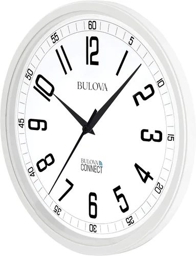 Vista 2 de Bulova Reloj de pared C5002 de precisión Movimiento de cuarzo de ultra alta precisión Marco redondo blanco moderno de gran tamaño de 12.5
