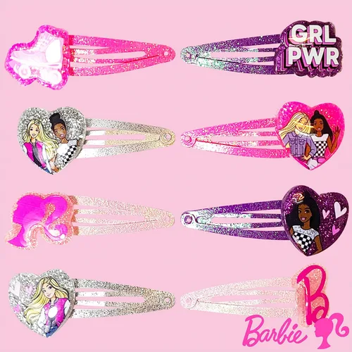 Vista 2 de LUV HER Clips de pelo Barbie para niñas, clips de presión, paquete de 8, multicolor, para edades 3+