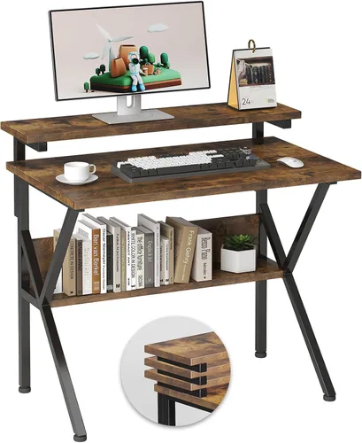 Vista 11 de COTUBLR Escritorio Pequeño, Escritorio de Computadora Pequeño de 27.5 Pulgadas para Espacios Pequeños, Escritorio de Computadora con Soporte