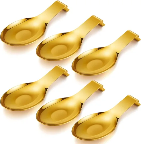 Vista 10 de Nuanchu 6 piezas de acero inoxidable soporte para cucharas y espátulas para estufa, mango para cucharón, soporte para cucharas para encimera Negro
