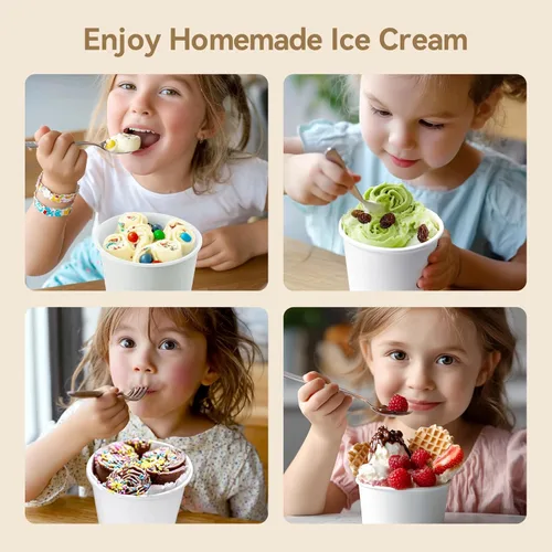 Vista 8 de Máquina para hacer helados enrollados, máquina de helado instantáneo con tapa y 2 espátulas, acero inoxidable SUS316 de grado alimenticio, bandeja