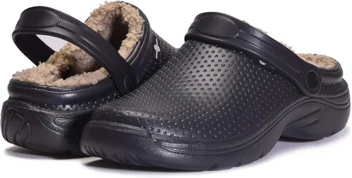 Vista 7 de Zuecos forrados para hombre y mujer pantuflas impermeables de invierno zapatos de jardín antideslizantes para el hogar para interiores y exteriores