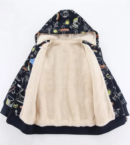 Vista 2 de Funnymore Chaqueta con forro polar Sherpa para niños y niñas de 2 a 14 años