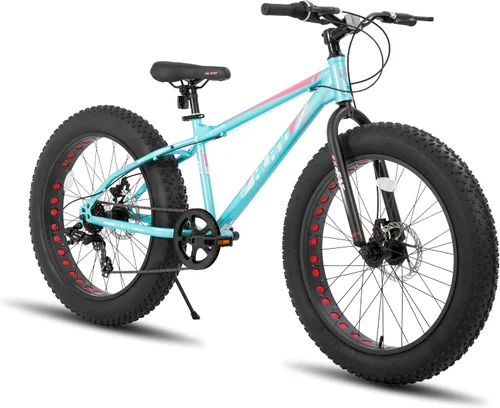 Vista 13 de Hiland - Bicicleta de montaña con neumáticos gruesos de 20 pulgadas para niños y niñas de 5 años en adelante, Shimano de 7 velocidades, freno