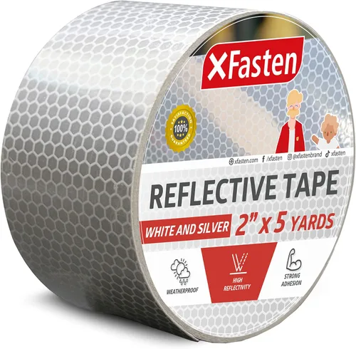 Vista 8 de XFasten Cinta reflectante, rojo y blanco, 2 pulgadas por 5 yardas, alta intensidad, cinta de seguridad DOT-C2, impermeable, reflector de remolque