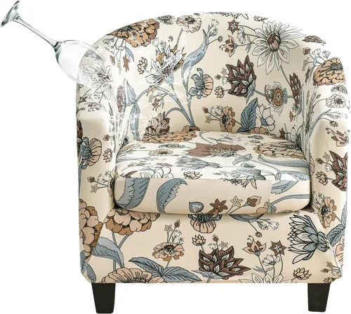 Vista 21 de Funda estampada para silla de club, 2 piezas, elástica con acento de barril para sillón, fundas de sofá, fundas extraíbles para silla de bañera