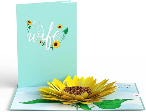 Vista 2 de Lovepop Tarjeta desplegable diaria para ella y él – Tarjetas de felicitación 3D para niños, niñas, hombres y mujeres – Para mi esposa girasol