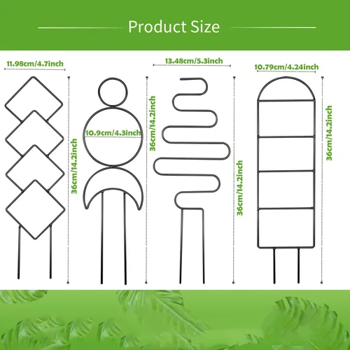 Vista 2 de 4 piezas de mini enrejado de metal para plantas en maceta, soporte de escalada para enredaderas Hoya (negro)