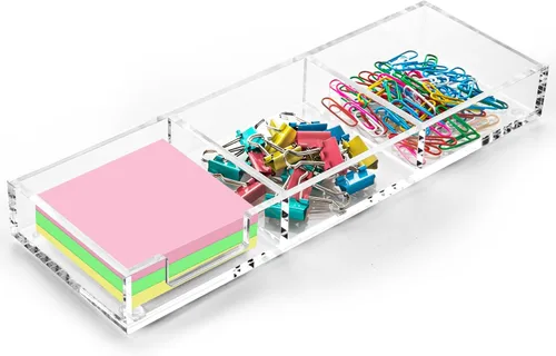 Vista 7 de Soporte para Notas Adhesivas 2 en 1, Soportes Acrílicos Transparentes para Blocs de Notas para Organización de Escritorio, Escuela, Oficina, Hogar