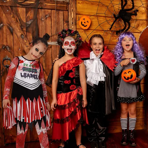 Vista 7 de HPMNS Disfraz de animadora zombi para niños, talla L