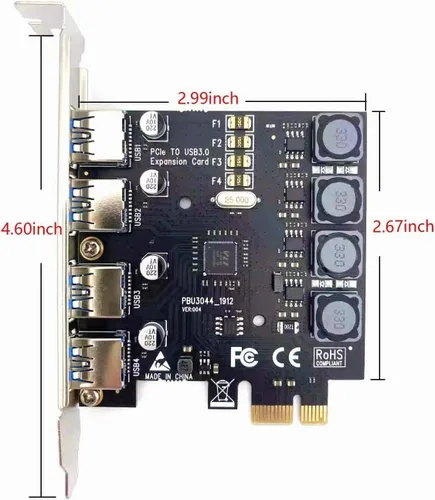 Vista 6 de Tarjeta PCIE USB 3.0 de 4 puertos Tarjeta de expansión PCI Express (PCIe) de 5 Gbps para Windows 11/10/8.1/8/7/Vista/XP/Server y Linux