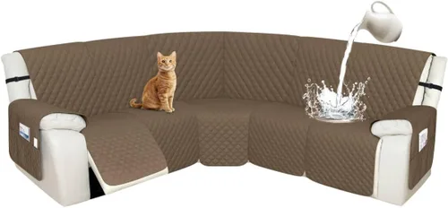 Vista 77 de Arfntevss Fundas de sofá modular reclinable, 100% impermeable, en forma de L, para sillón reclinable en forma de L, funda seccional lavable