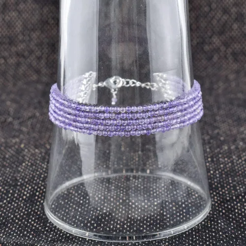 Vista 10 de YANARA Gemstone Bracelets For Women Birthstone, Natural Gemstone Layered Micro-Beads, Dainty Handmade Jewelry Chakra Energy Healing Crystals Silver