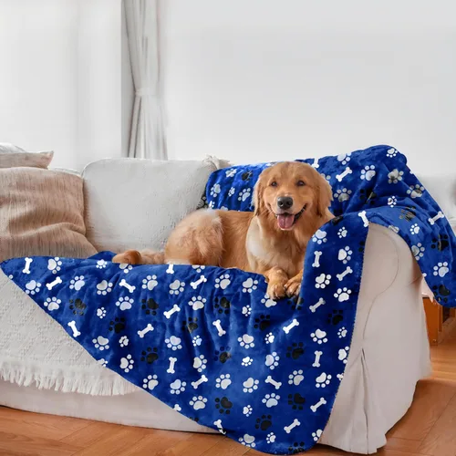 Vista 7 de Manta Impermeable para Perros, Estampado de Patrón Súper Suave Cálida Esponjosa Toallita Protector de Sofá Coche Cama, A Prueba de Orina Lavable