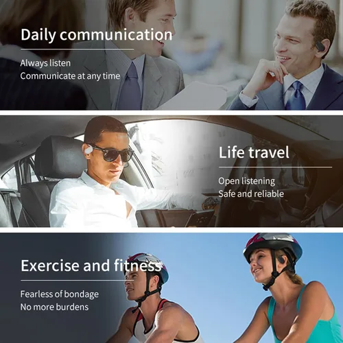 Vista 3 de Auriculares de oído abierto, auricular Bluetooth inalámbrico para un sonido potente, 16 horas de reproducción Bluetooth 5.2 auricular inalámbrico