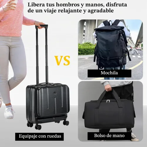 Vista 8 de Kaleenie Maletín de mano de 16" con 2 compartimentos para laptop Negro