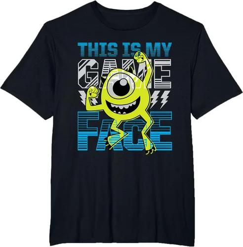 Vista 41 de Disney Pixar Monsters Inc. Mike Wazowski Game Face Camiseta Negro