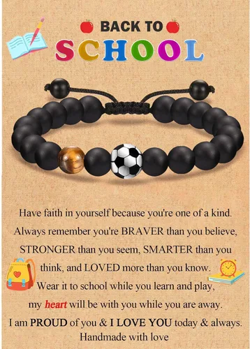 Vista 29 de EFVISD Pulsera de fútbol, baloncesto, béisbol, hockey para regalos para niños jugadores amantes de equipos, hijo, nieto, hermano, sobrino, amigo
