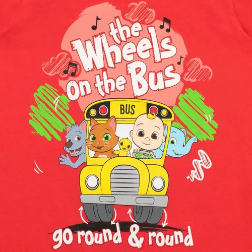 Vista 2 de CoComelon Camiseta con ruedas en el autobús para niño, Rojo
