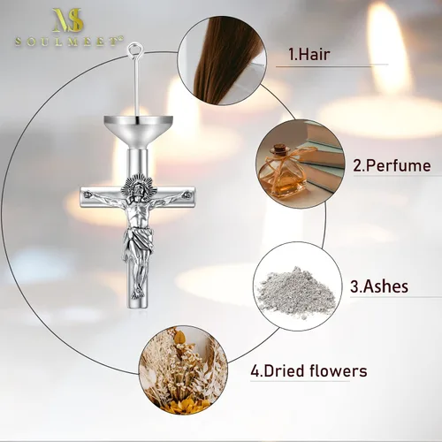 Vista 4 de SOULMEET Joyería de cremación para cenizas collar de urna de plata de ley para cenizas mujeres y hombres joyería de recuerdos para mantener a