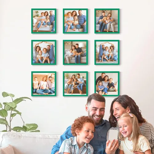 Vista 20 de Renditions Gallery Impresiones fotográficas personalizadas de 8 x 8 con marcos de fotos de madera real. Crea collage de fotos personalizado con Azul