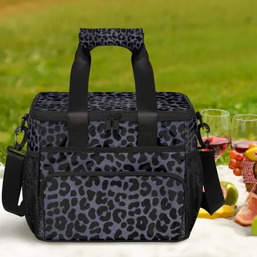 Vista 7 de Pardick Bolsa térmica suave con aislamiento de leopardo de galaxia para hombres y mujeres, lonchera grande a prueba de fugas, enfriador de playa