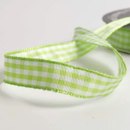 Vista 7 de Rollo de cinta a cuadros a cuadros verde manzana, 25 yardas cada rollo, 100% poliéster (3/8 pulgadas, verde manzana)