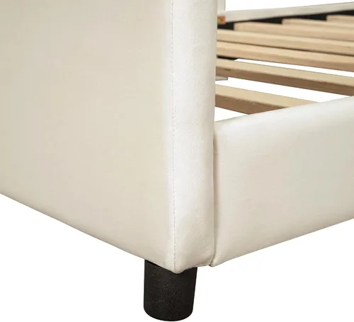 Vista 7 de Elegante sofá cama tapizado de tamaño individual con cabecera en forma de oreja de conejo, para niños pequeños y niñas