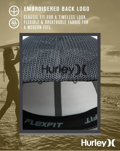 Vista 5 de Hurley Gorras para hombre - Gorra de béisbol Mini Icon Mesh Panel - Sombreros ajustados para hombre