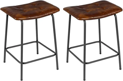 Vista 3 de DUHOME - Juego de 2 taburetes de bar cuadrados copetudos de 24 pulgadas