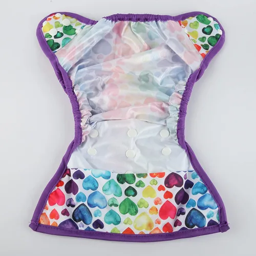 Vista 4 de Pañal para bebé, talla única, 10 libras a 36 libras para niñas (corazones arcoíris)