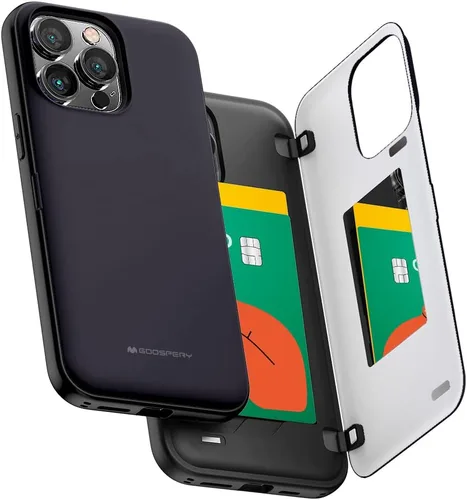 Vista 9 de GOOSPERY Parachoques magnético para puerta compatible con iPhone 15, funda con tarjetero, cartera con cierre magnético automático, protector de Azul