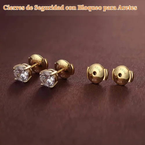 Vista 2 de DELECOE 2 pares de parte trasera de aretes de plata de ley 925, parte trasera de aretes chapados en oro de 18 quilates, hipoalergénica, con bloqueo