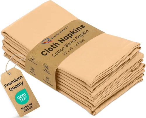 Vista 33 de Ruvanti - Juego de 4 servilletas de tela de 45x45 centímetros, lavables, suaves, duraderas, absorbentes, mezcla de algodón. Servilletas de mesa