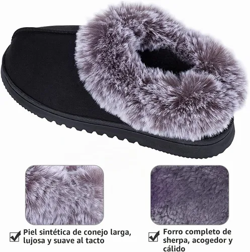 Vista 4 de UBXRIN Pantuflas cómodas de espuma viscoelástica para mujer Negro
