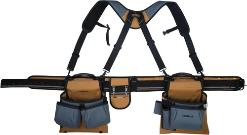 Vista 9 de KUNN Cinturón de herramientas de carpintero con tirantes Pro Framer Rig de herramientas de suspensión para contratistas de construcción