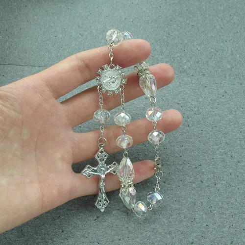 Vista 4 de Rosario de la década de cristal Bautizo Fiesta Favor (12 piezas) Quinceañera Boda Primera Comunión Niño Niña Regalo Bautizo Celebración de Eventos