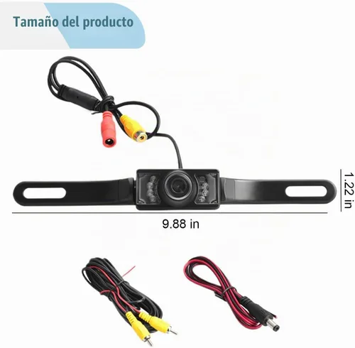 Vista 2 de Cámara de respaldo para matrícula de automóvil, cámara de visión trasera gran angular de 170 grados, 8 luces LED infrarrojas, cámara de visión
