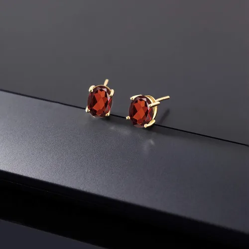 Vista 65 de Gem Stone King Aretes de oro de 14 quilates con piedra natal ovalada de 0.315 x 0.236 in Aretes de oro para mujer