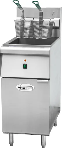 Vista 3 de Freidora de piso comercial eléctrica Value Series, freidora de acero inoxidable de 18 kg para restaurantes, 1 fase, 208V