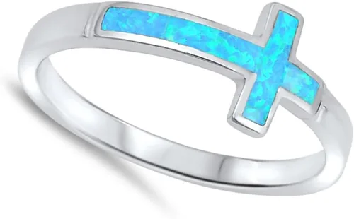 Vista 2 de ELIJA SU COLOR Anillo de plata con diseño de cruz