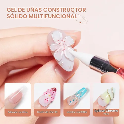 Vista 3 de Gel de uñas sólido Builder, gel duro transparente para esculpir uñas Aqua Clear