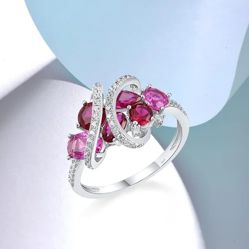 Vista 3 de Santuzza Anillo giratorio de plata de ley 925 Anillos de circonita cúbica blanca