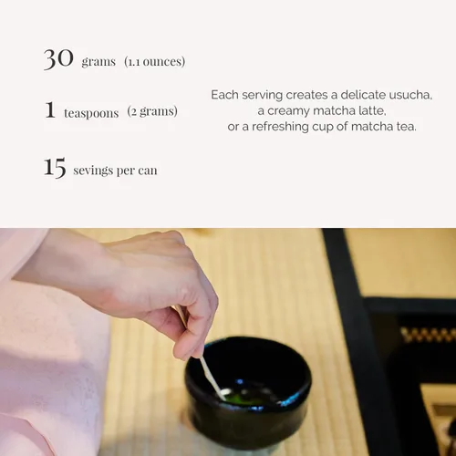 Vista 4 de TAKENAKAEN SASHICHI - Polvo de matcha japonés "Kouun no Shiro" grado ceremonial de 1.06 oz, grado premium, fabricado en Japón