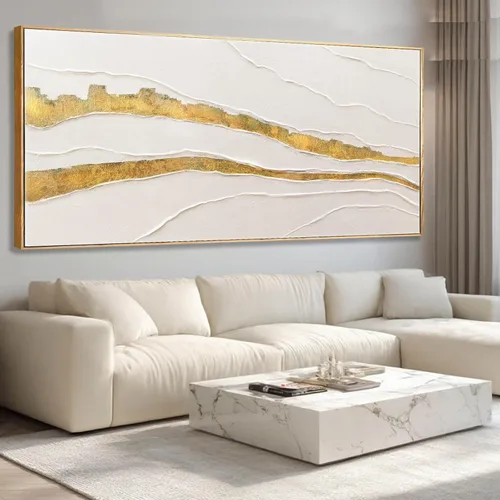 Vista 14 de Pintura de hojas negras y doradas, decoración de pared para sala de estar, arte de naturaleza en lienzo, obra de arte moderna, impresiones